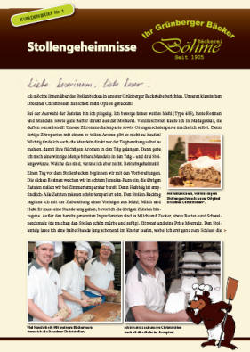 Kundenbrief der Bäckerei
